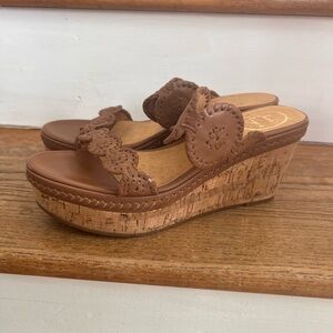 Jack Rogers Leigh Cork Wedge Sandals in Brown